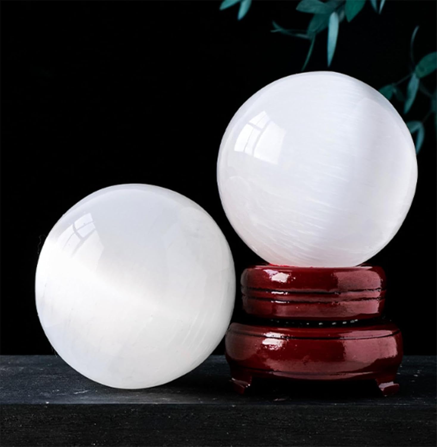 Selenite Crystal Ball Gemstone Home Decoration Stone Sphere for Divination/Chakra Balance/Yoga/Home/Office FengShui Decoration,60-65mm