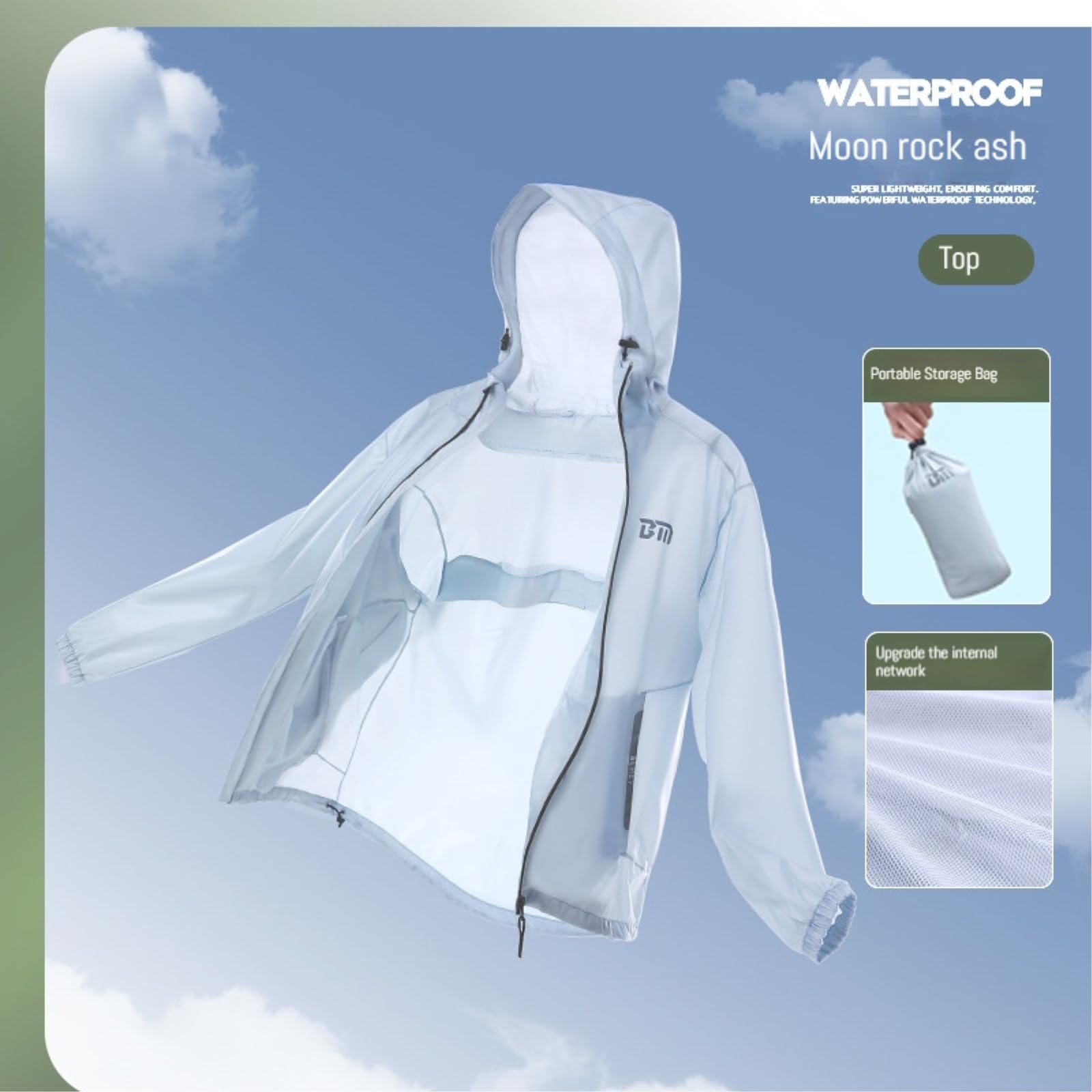 Poncho per La Pioggia Leggero All'aperto Split-Tipo Uomo Motocicletta Guida Impermeabile, Impermeabile-White Top-m