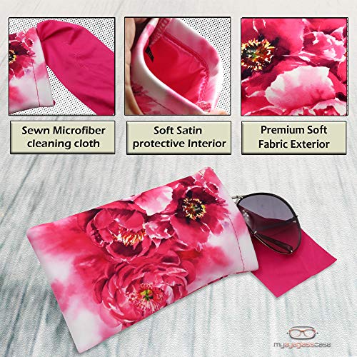Image of Soft Sunglasses case | Large Glasses Case Holder - Eyeglass Pouch Squeeze Top | Glasses pouch Lightweight Extra Layers