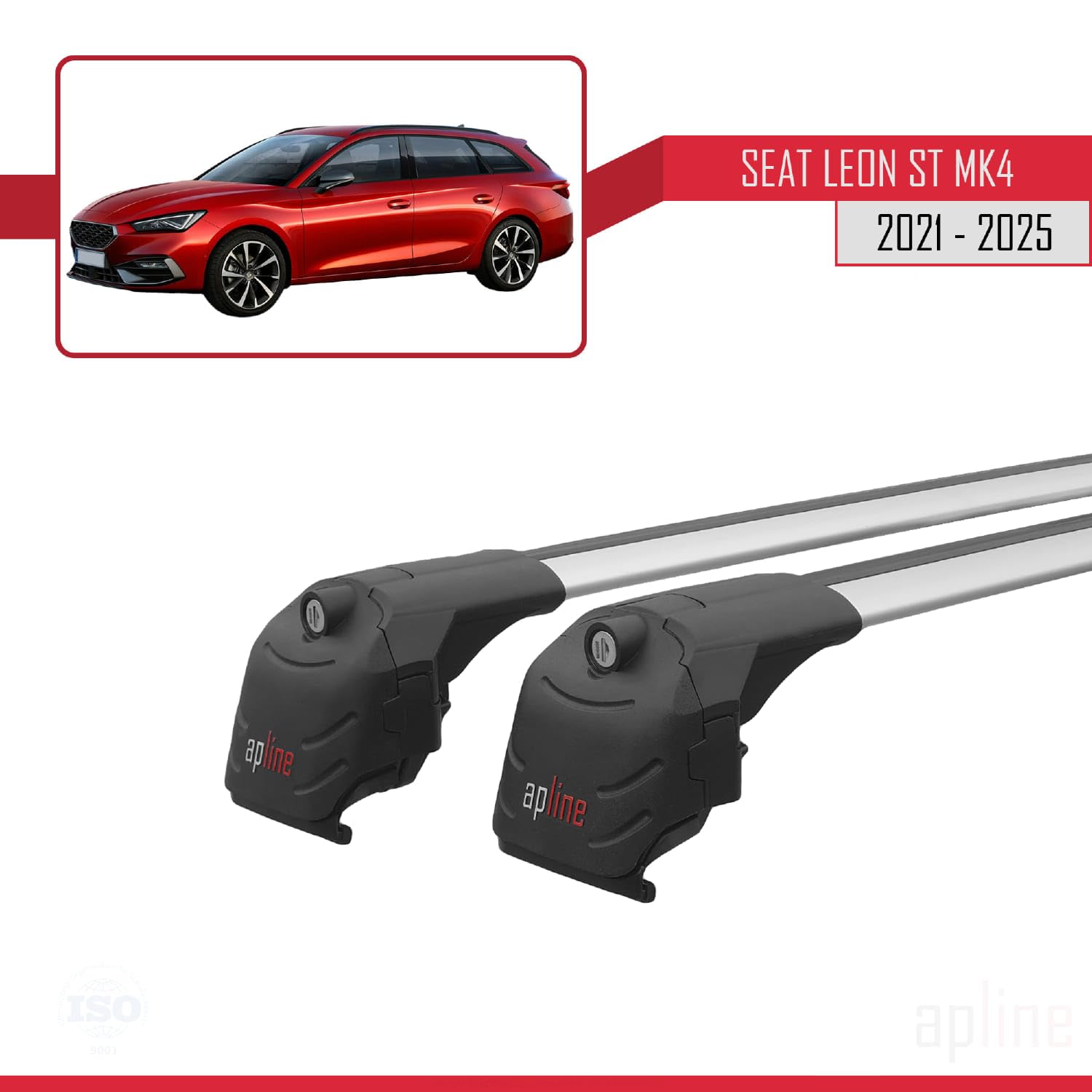 Compatible avec Seat/Cupra Leon 4 St (KL1/KL8) 2021-2026 ACE-2 Modèle Barres de Toit Railing Porte-Bagages de Voiture Aluminium Gris 2 Barres