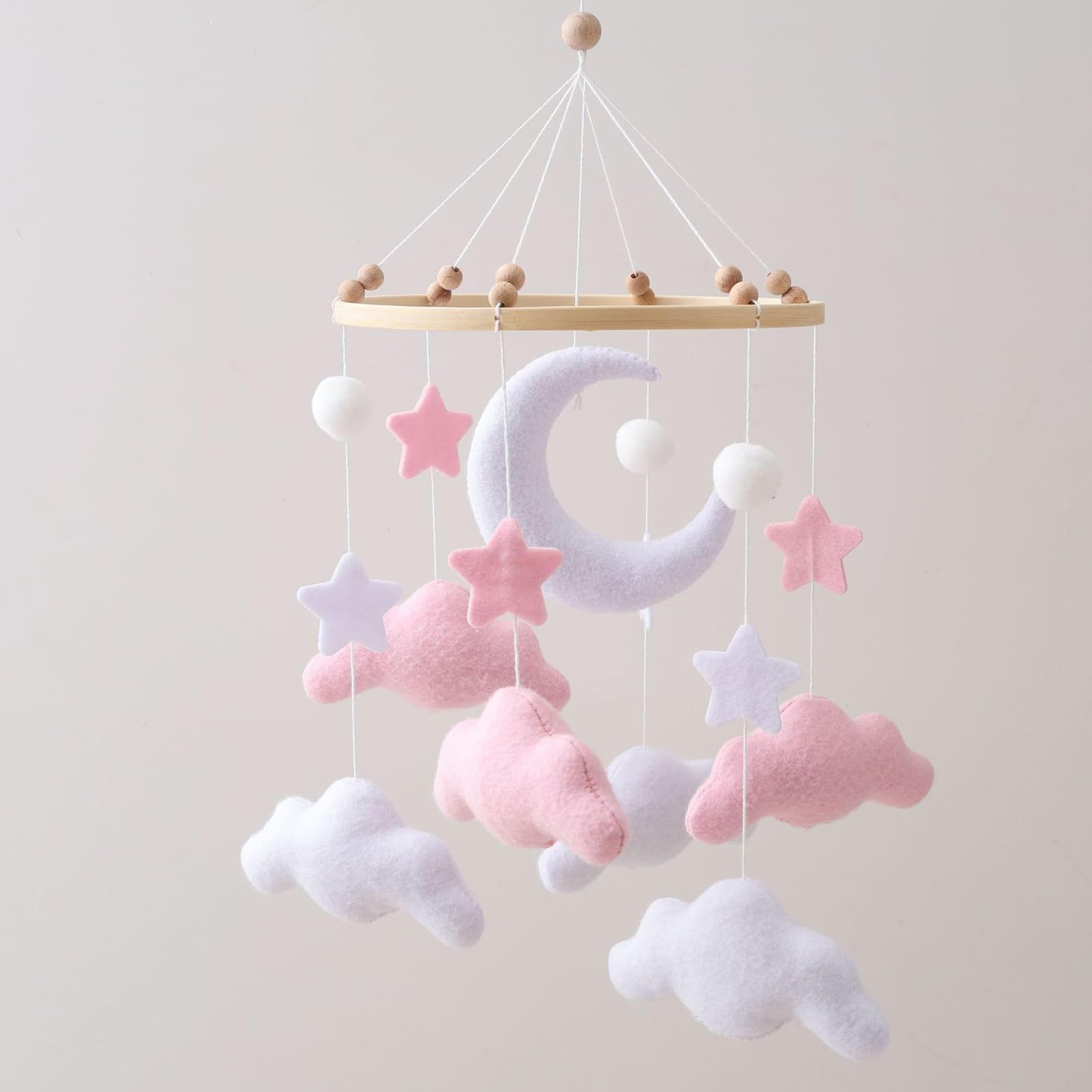Jouet Mobile pour Lit Bébé,Mobile Nuage Jouet de Lit Bébé | Décorations Apaisantes en Felt pour Chambre Fille Garçon