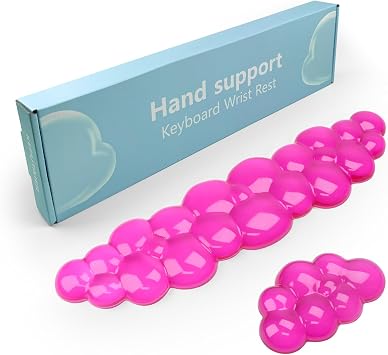 Gel Cloud Keyboard and Mouse Wrist Rest, Cute Wrist Support and Arm Support Keyboard Rest for Keyboard and Mouse Typing Pain Relief,Suitable for Office/Computer/Laptop/Gaming Transparent Red