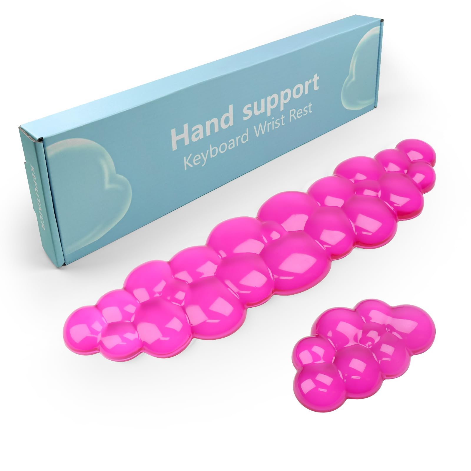 Gel Cloud Keyboard and Mouse Wrist Rest, Cute Wrist Support and Arm Support Keyboard Rest for Keyboard and Mouse Typing Pain Relief,Suitable for Office/Computer/Laptop/Gaming (Transparent Red)