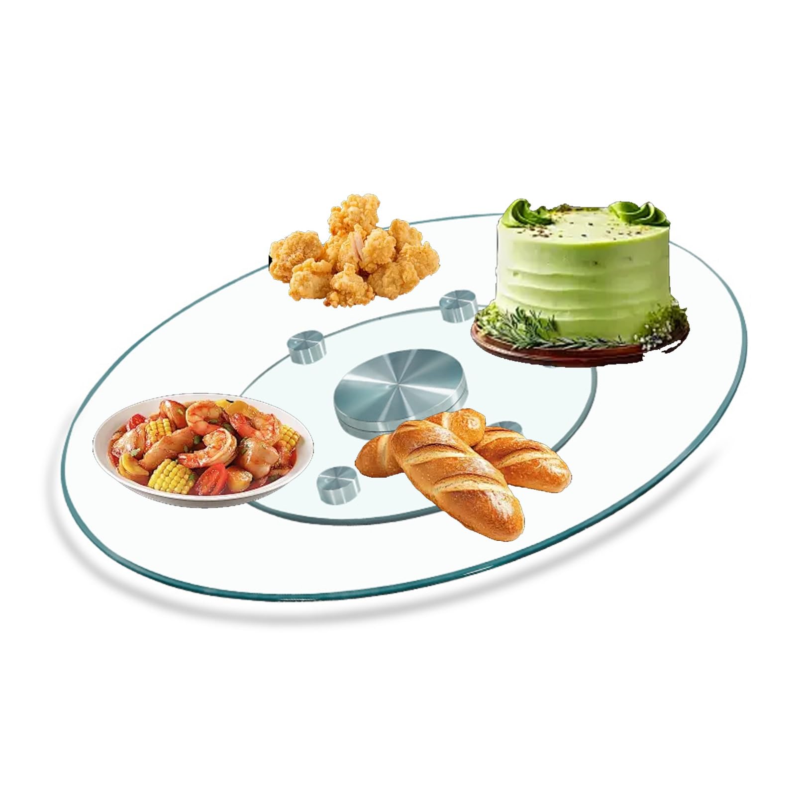 Glass Lazy Susan Plato Giratorio De Vidrio Templado Plato Giratorio para Servir Bandeja Giratoria Grande para Mesa De Comedor Cocina Y Servir(100cm/39.4in)