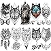 Produktbild LAROI 10 Blätter Große geometrische realistische Wolf Temporäre Tattoos Frauen Erwachsene gefälscht Arm Wald Gebirge Löwe Kojote Männer Schwarze Tattooaufkleber Kinder Arm Wald Tatoos Armband