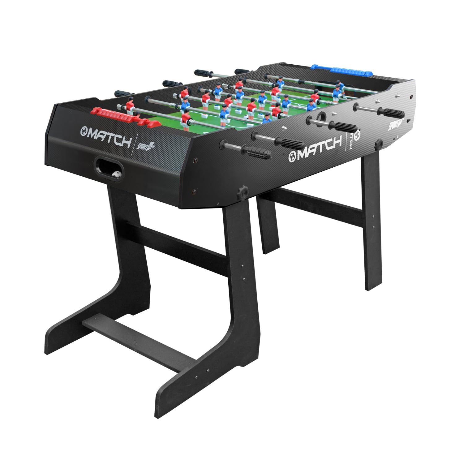 Calcio Balilla Pieghevole Bambini, Match Calcio Balilla Pieghevole, 121x61x85cm, Nero, Tavolo da Biliardino per Interni con 8 Aste