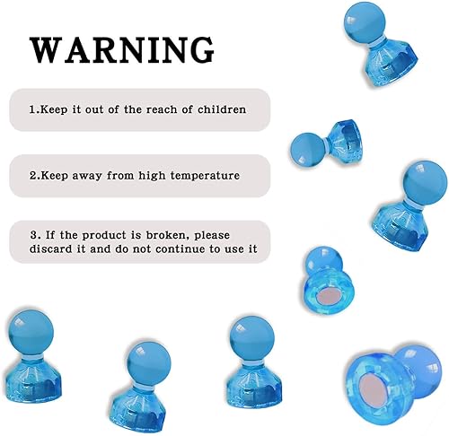 Miniatura 7 de 24 imanes azules para pizarra blanca, imanes de aula, divertidos pasadores magnéticos para oficina, cocina, mapa e imágenes, imanes fuertes para