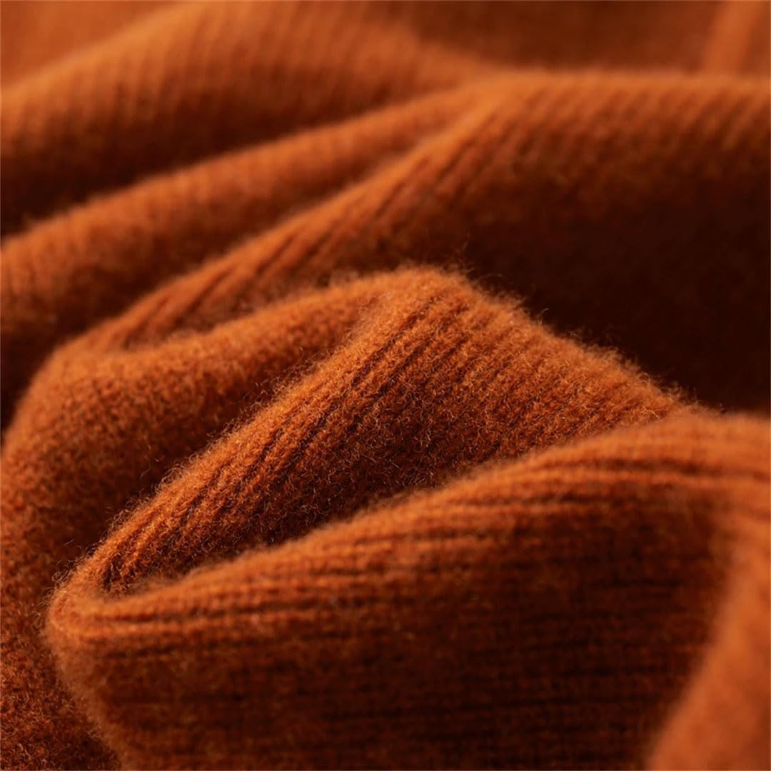 Men Winter Merino Wool Sweater Standing Neck Knit Pullover Long Sleeve Thickened Warm Shirt