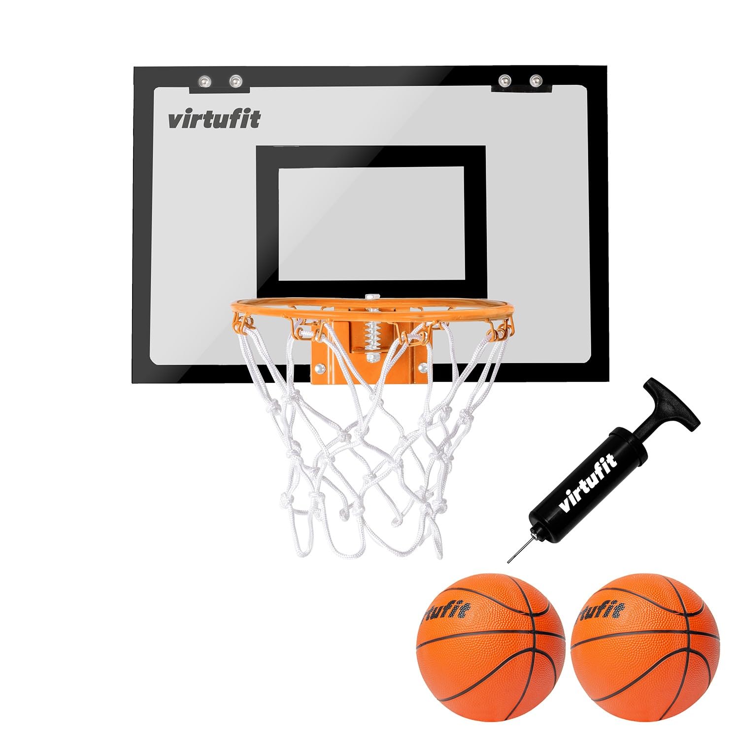 VirtuFit Pro Mini Baloncesto con 2 Bolas y Bomba - Negro
