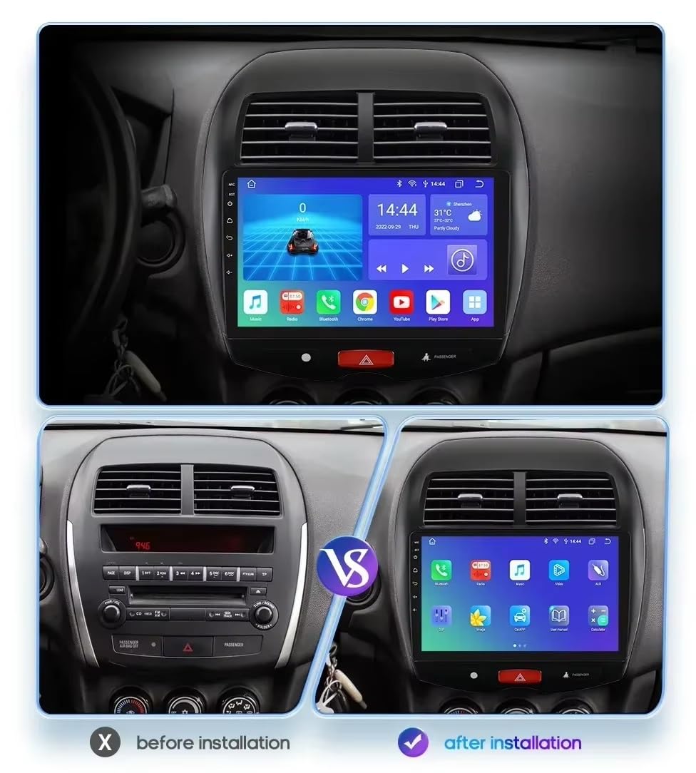 Radio samochodowe Android 15 2 DIN z 10-calowym ekranem dotykowym do Mitsubishi ASX 1 2010-2018 z kamerą cofania/Carplay/BT/FM/GPS/USB/WIFI/sterowaniem z kierownicy/audio samochodowe (EP70 8