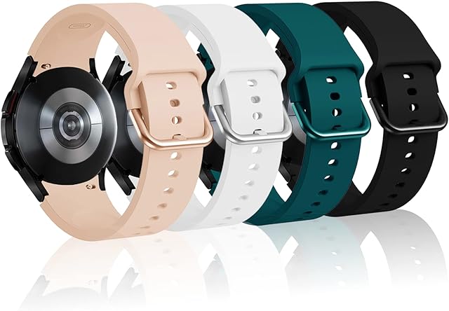Kitway Silicone Strap Compatible with Samsung Galaxy Watch 4 40mm 44mm, Galaxy Watch 4 Classic, Galaxy Watch 5 40mm 44mm, Galaxy Watch 5 pro 45mm, Sport Straps No Gap Wristband for Men Women(4 Color)
