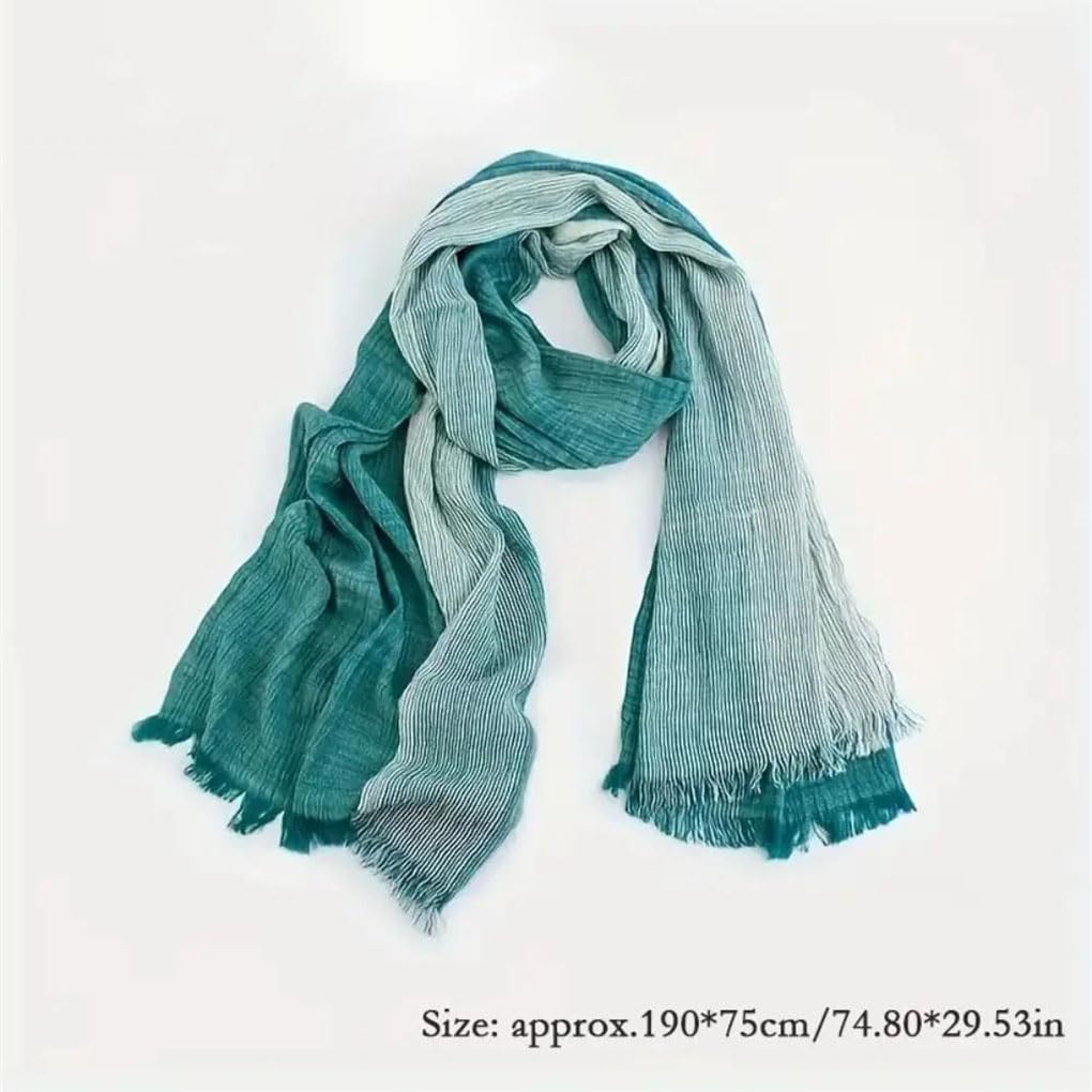 Sciarpa Unisex a Righe in Cotone e Lino da Uomo, Morbida, Patchwork, Lunga, stropicciata, Calda, Invernale, co