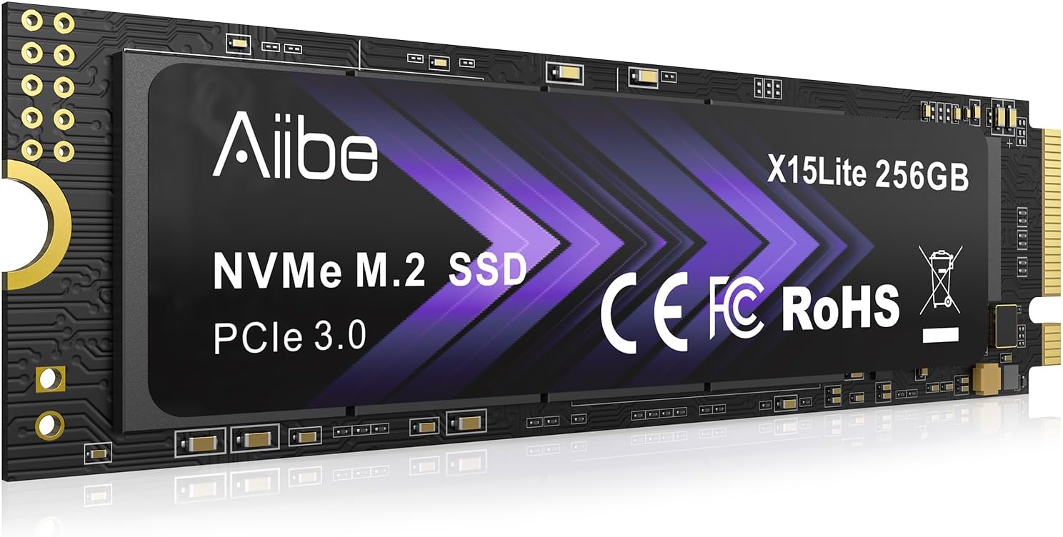 Aiibe 256GB NVMe M.2 SSD Internal Solid State Drive M.2 2280 NVMe PCIe 3.0 256GB SSD Read Speeds Up to 1400MB/s for Laptop, PC, Gaming