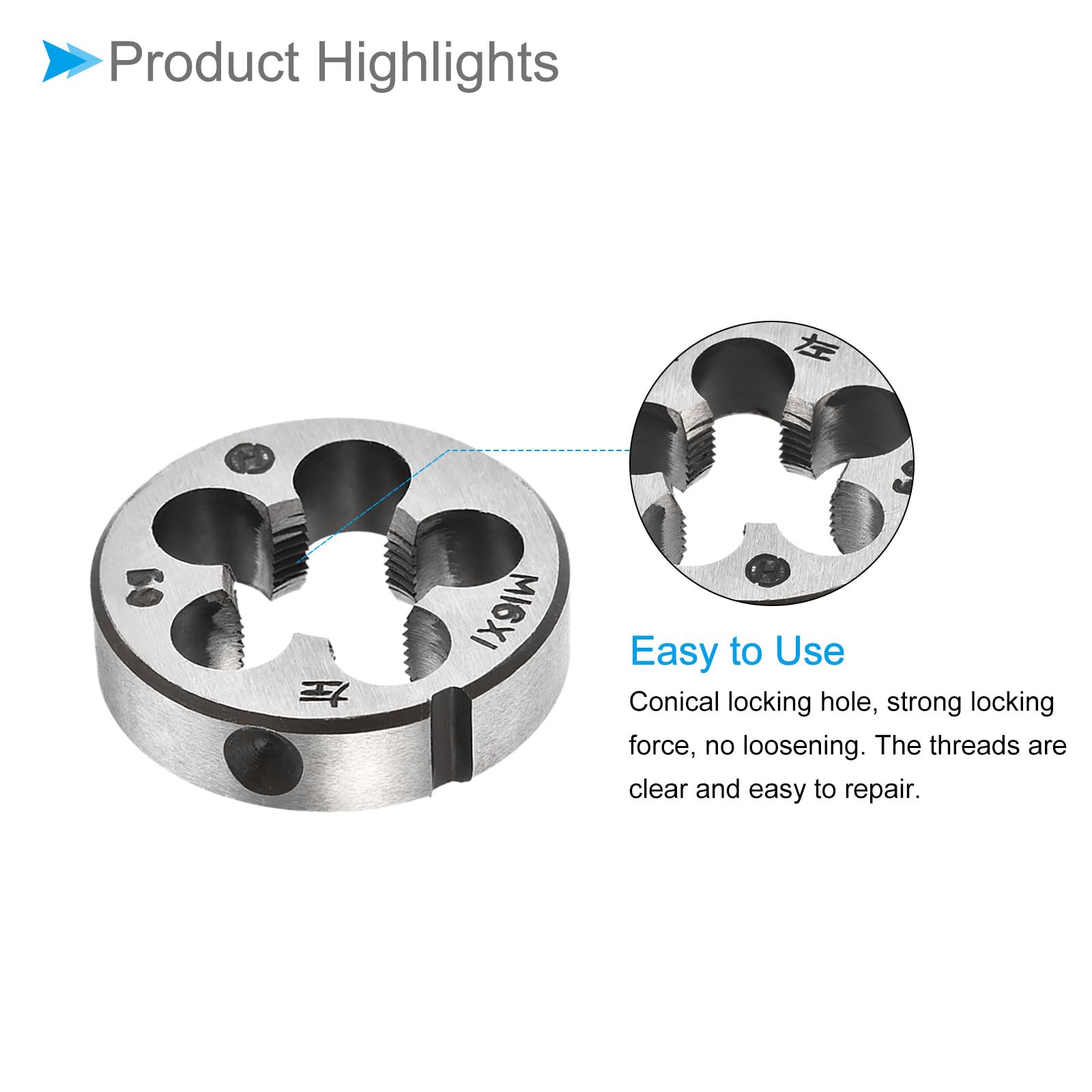 CoCud Round Thread Repair Die, M16x1 Die 40mm OD - Image 4