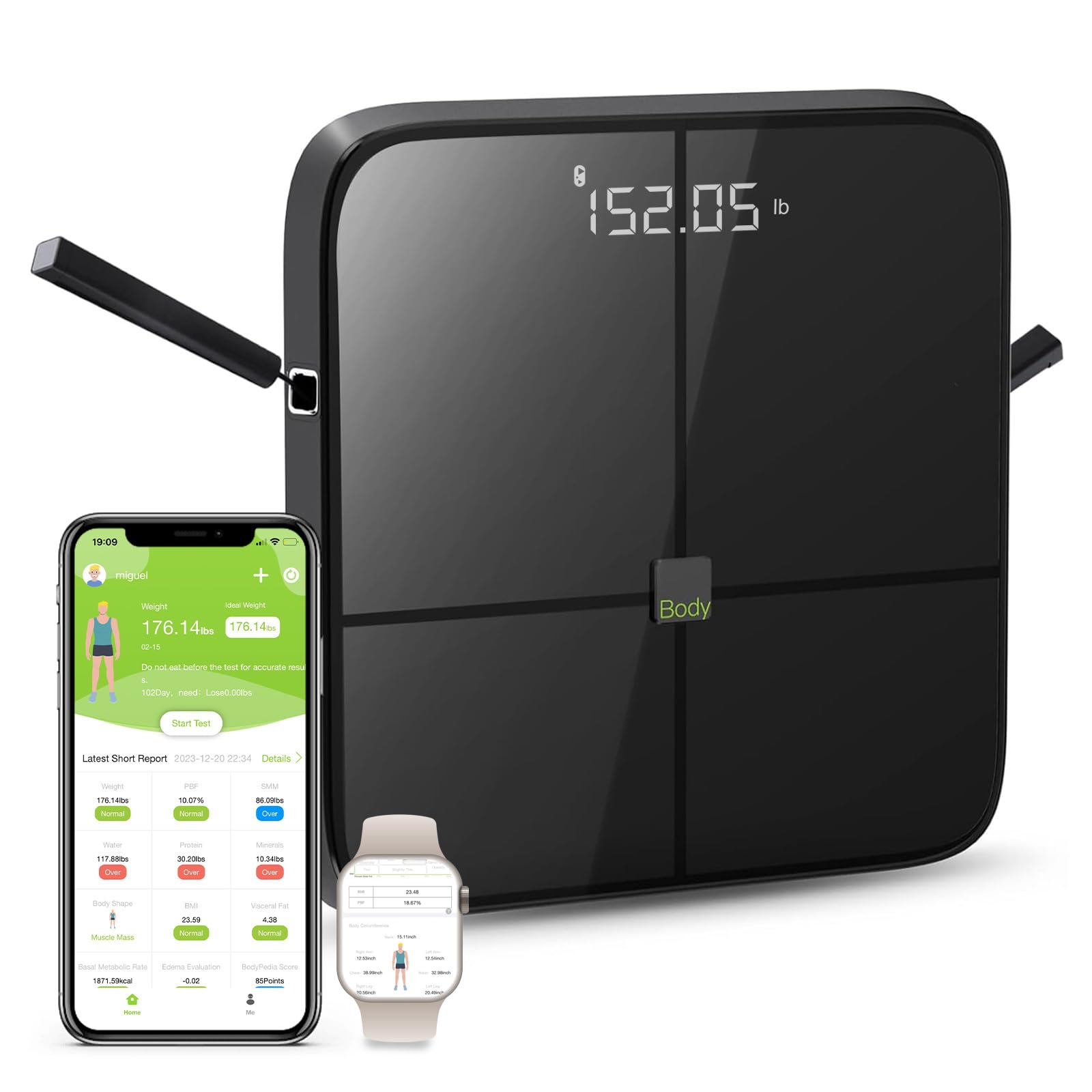 Scale for Body Weight and Fat Percentage Body Circumference 8 Electrodes High Precision Smart Scale for BMI 43 Body Composition Measurements Bluetooth Bathroom Digital Scales