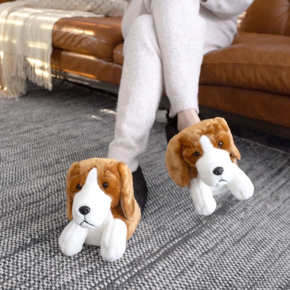 Beagle Slippers for Women and Men - Fuzzy Plush Hound Dog Slippers for Adults - Image 2