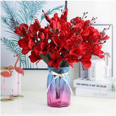 Amazon 人工花は花瓶表クリスマスダイニングホームデコレーションのために屋内シルクフラワーブーケ 造花結婚式の装飾 Color Red 造花 オンライン通販
