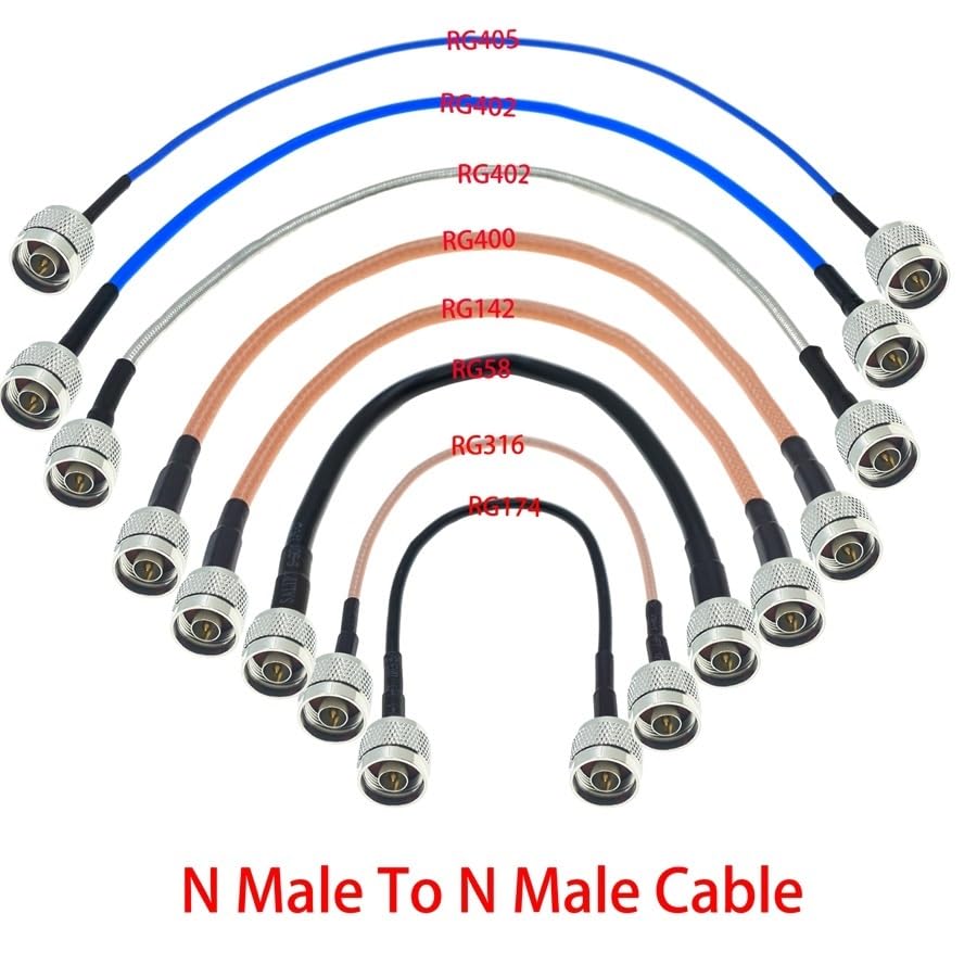 N Male to N Male Plug Connector for RG58 RG142 RG174 RG316 RG400 RG402 RG405 Connector Test Coax Cable(RG174,10M)
