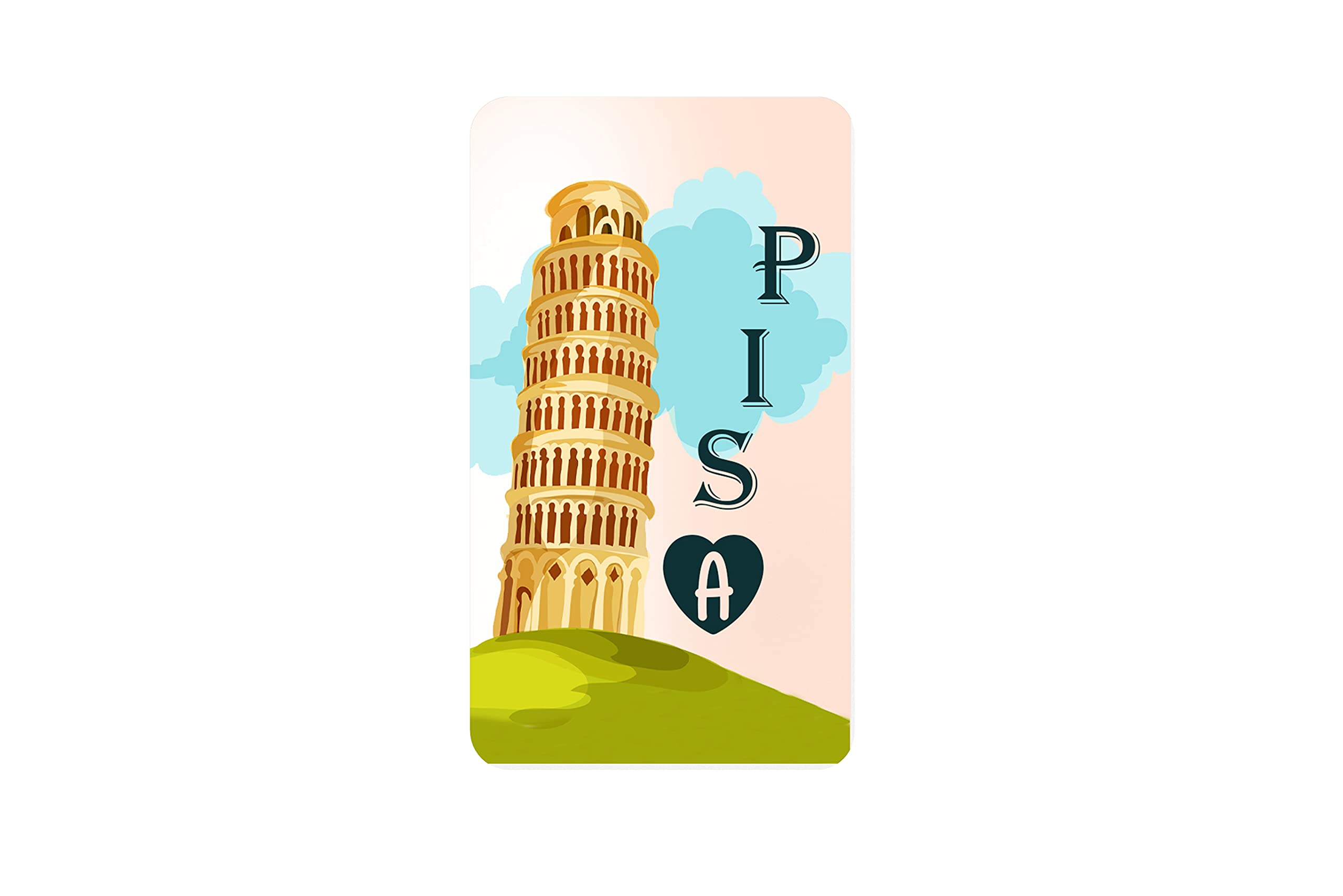 AVI Rubber Rectangular Fridge Magnet Peach Colorful Leaning Tower Pisa Italy Travel Souvenir RFM00064