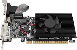 PUSOKEI Placa gráfica de computador, 1GB DDR3 64Bit 500/589MHz PCIE 2.0 placas gráficas para jogos, placa de vídeo de baixo ruído com ventilador de resfriamento, suporta DirectX10.1, saída VGA/DVI