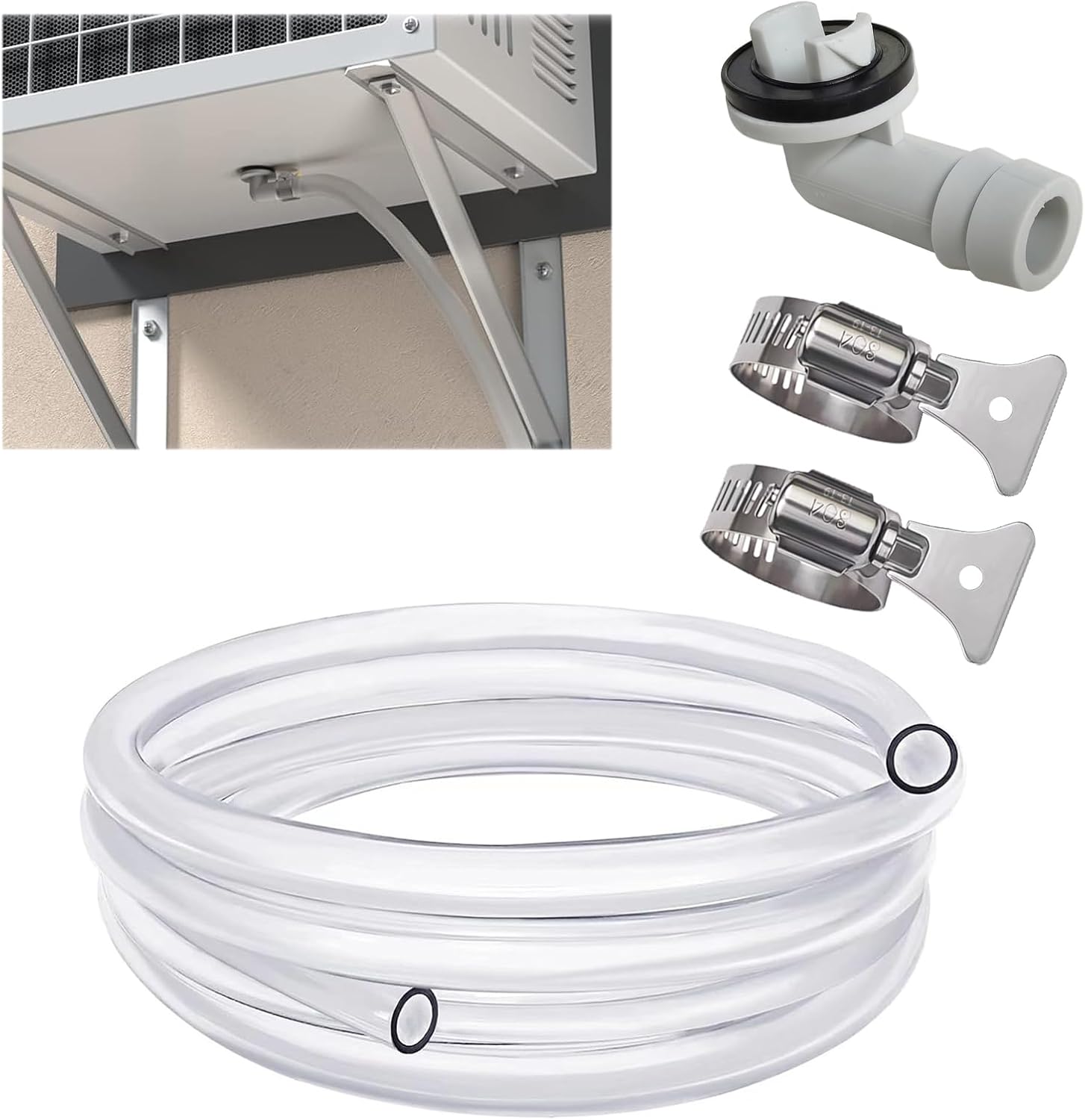 10ft Air Conditioner Drain Hose,Portable AC Drain Hose Kit with 3/5 inch Connector,Universal Mini Split drain hose,window AC Unit Parts