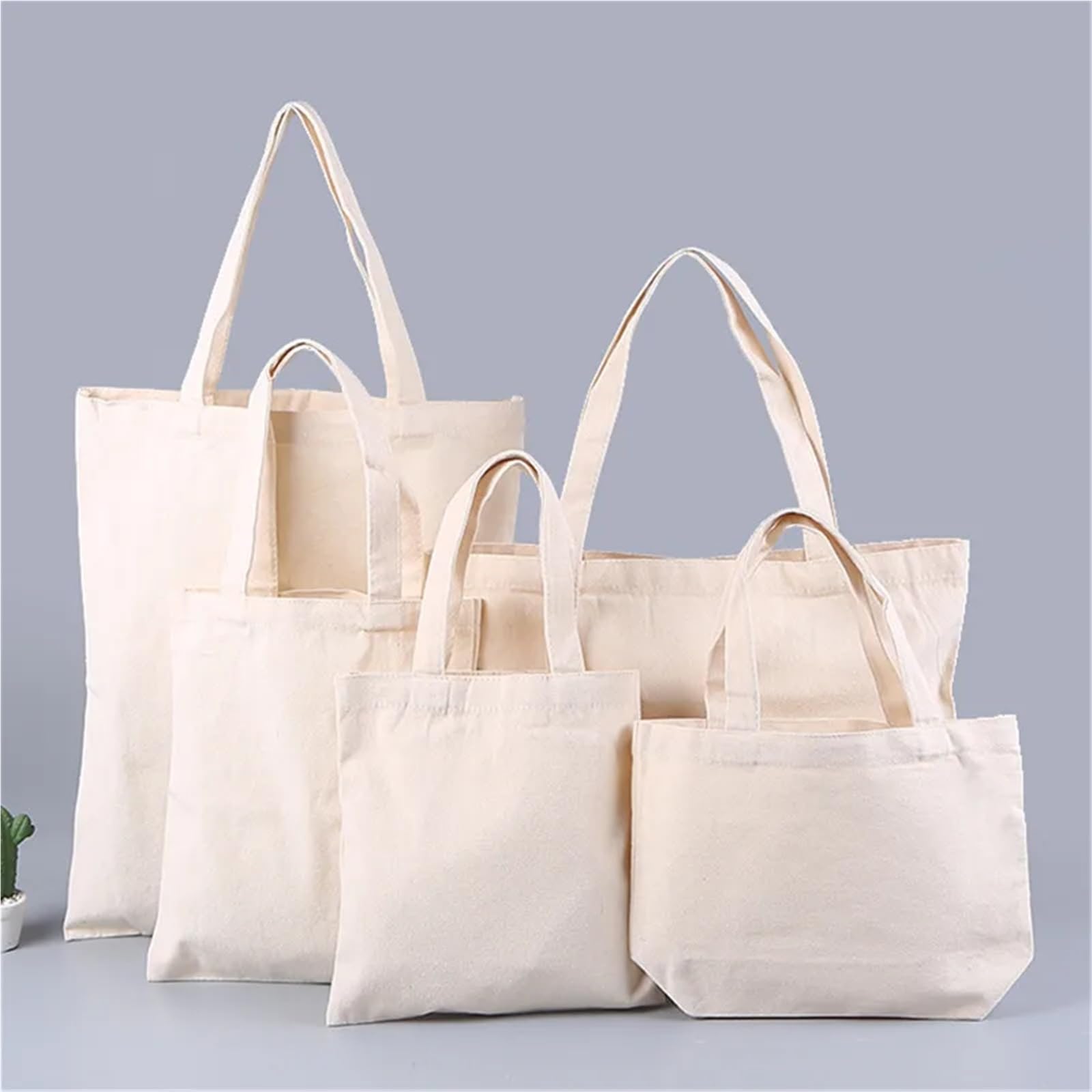 Borsa di Tela 5 Borse for la Spesa in Tela di Grande capacità, Borse Pieghevoli in Cotone, Borsa a Tracolla Fai da Te, Borsa for la Spesa, Nero Bianco(White,20x22cm)