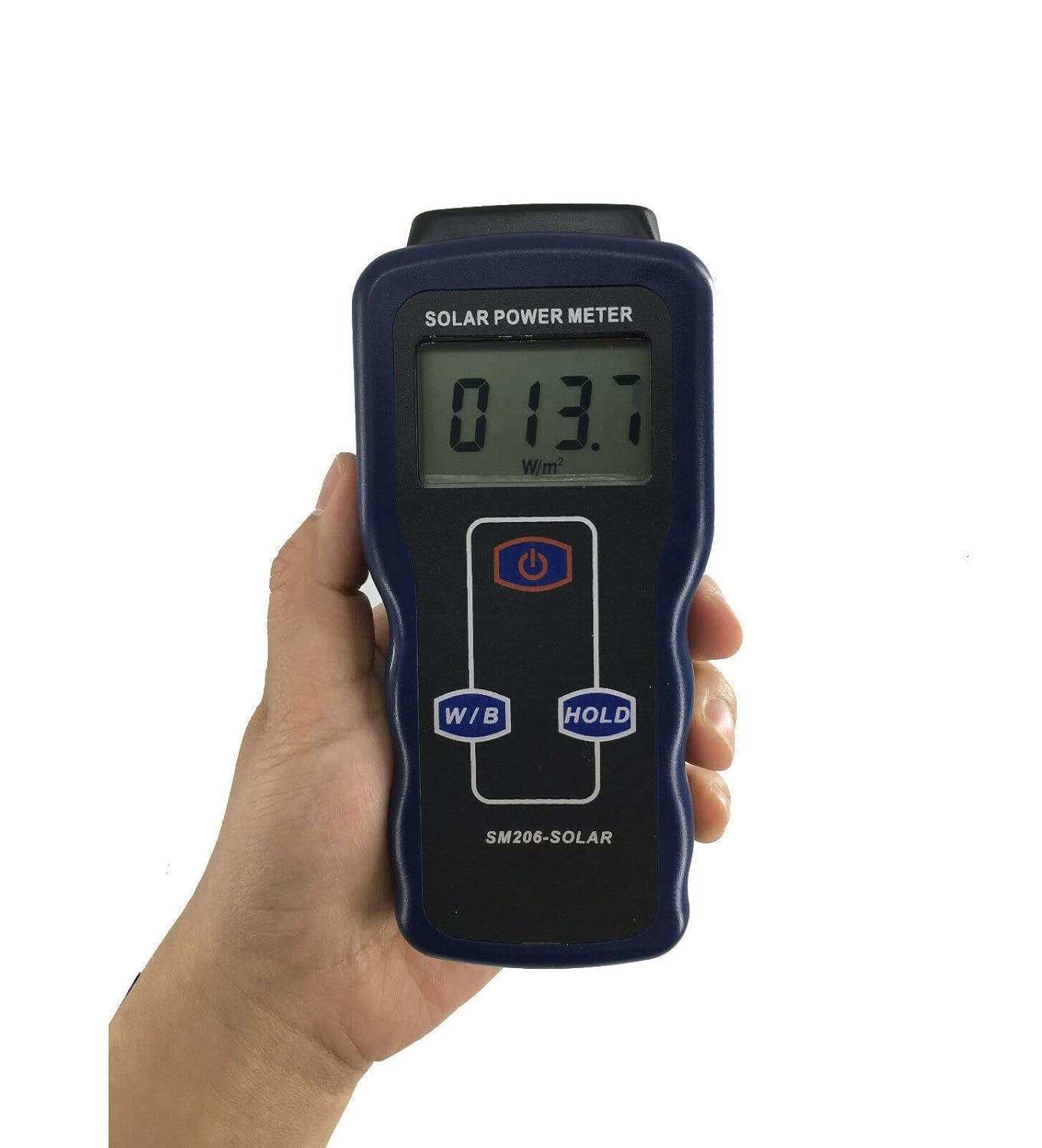 Solar Power Meter Sunlight Solar Radiation Tester Glass Light Intensity Detector with Data Retention Function Selectable from W/㎡ Btu Range 0.1 to 1999.9 0.1 to 1999
