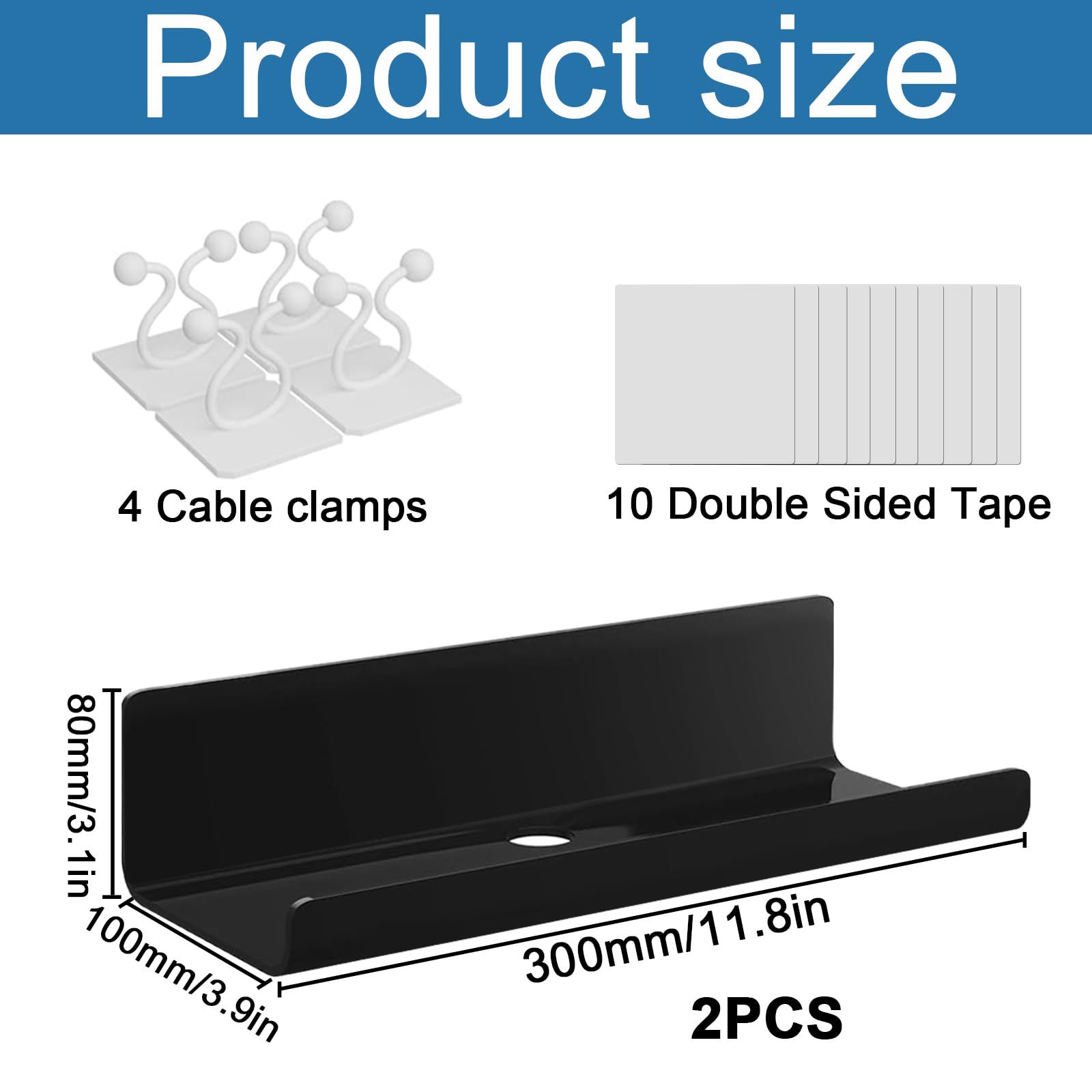 6 Acryl Regale Set – Klar & Schwarz, 38 Cm, Selbstklebend Oder Mit Schrauben, Für Wandmontage In Bad, Küche, Wohnzimmer
