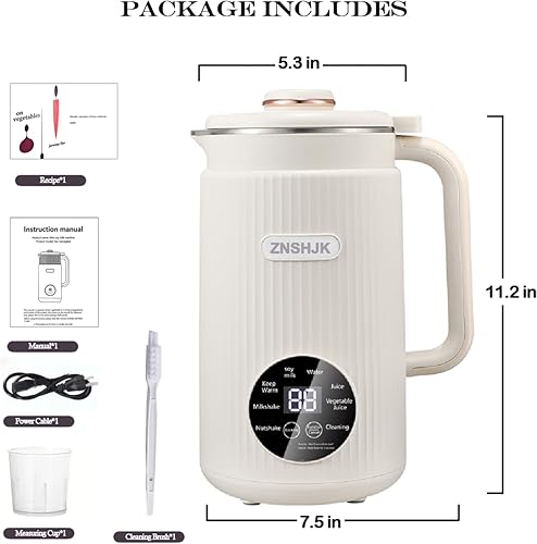 Miniatura 7 de Máquina para hacer leche de nuez 8 en 1, 40 onzas (40.6 fl oz) de almendras, avena, soja, máquina de leche de arroz, batidos de leche a base de