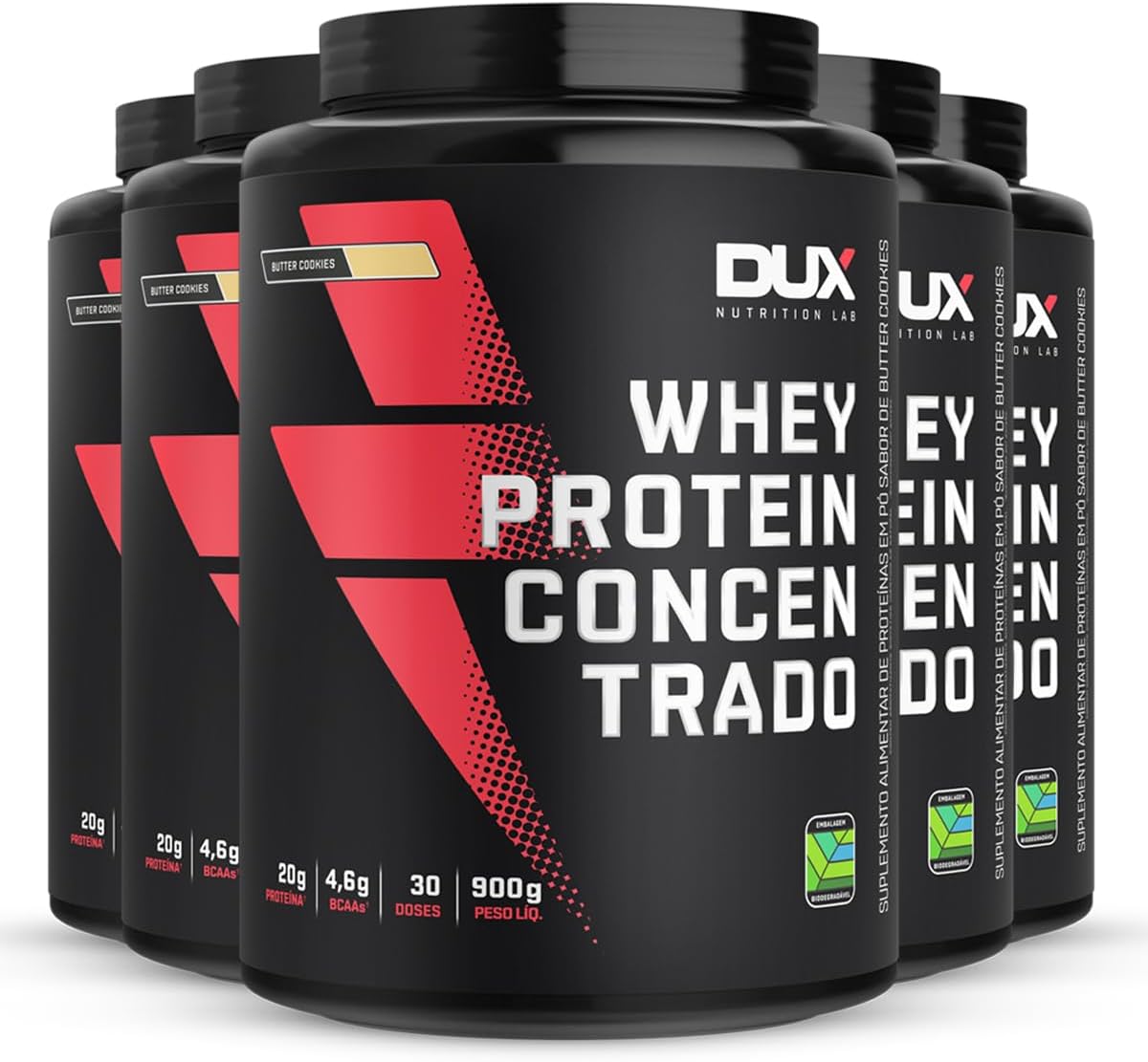 Kit 5 Whey Protein Concentrado Dux Butter Cookies 900g