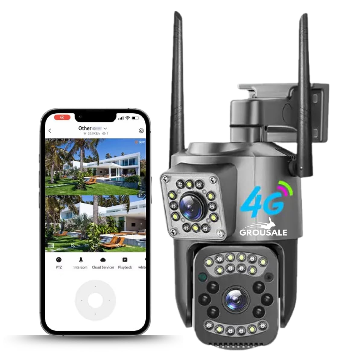 Grousale 4G Sim Based Dual-Lens (5MP+5MP) Pan & Tilt Smart Outdoor CCTV Camera, 360° Coverage, AI Human Detection, Color Night Vision, Auto Tracking, Weatherproof Design, Upto 128GB Support-picture-15