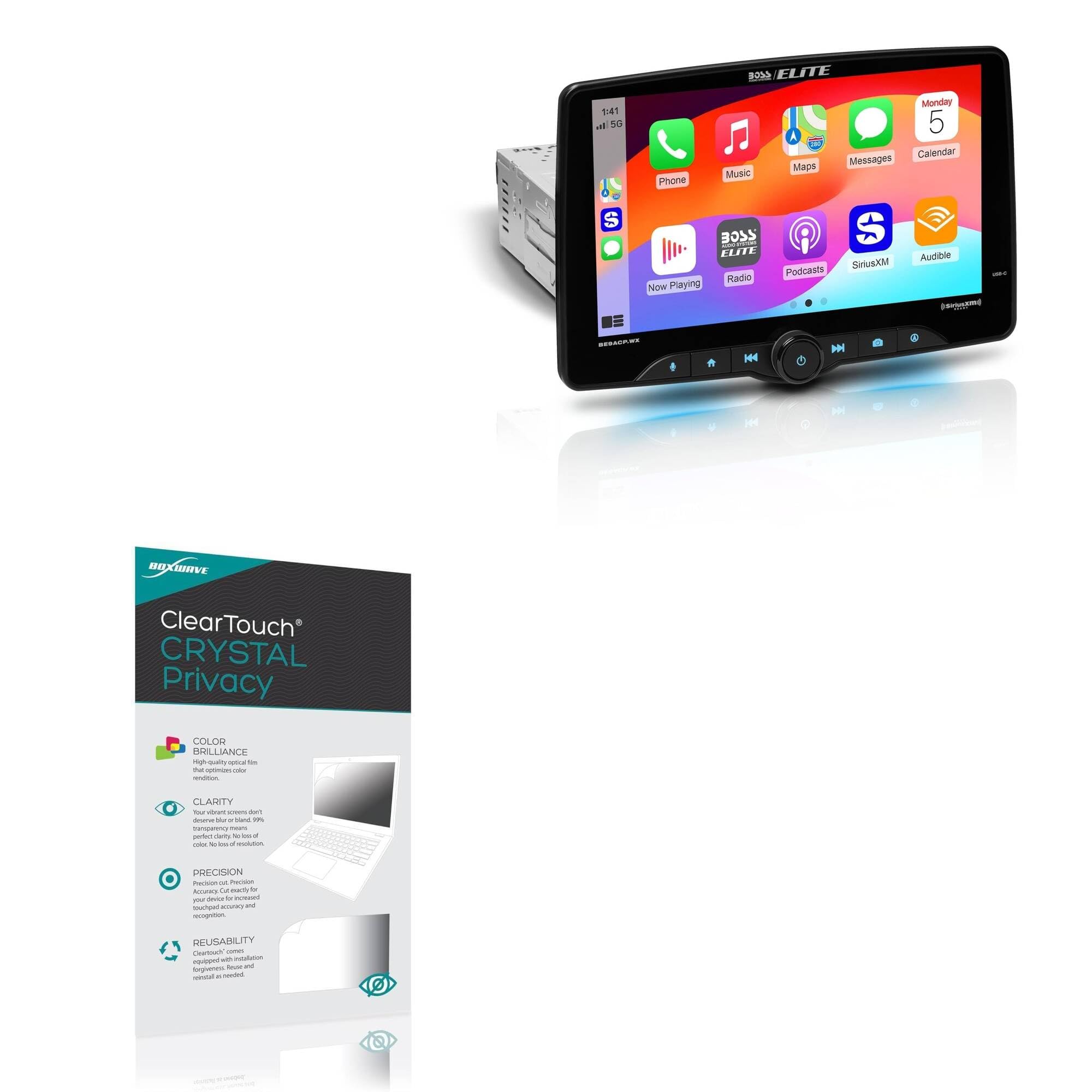 BoxWave Screen Protector Compatible with BOSS Audio Elite BE9ACP.WX - ClearTouch Crystal Privacy (2-Pack), Privacy Screen Protector Flexible Film Clear