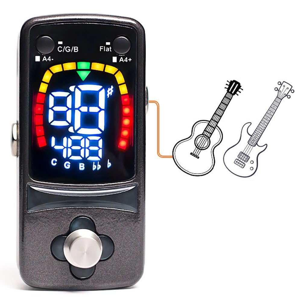 Mini Accordatore a Pedale per Chitarra E Basso, Accordatore Cromatico a Pedale, Commutabile con Display LCD, Suono di Alta qualità