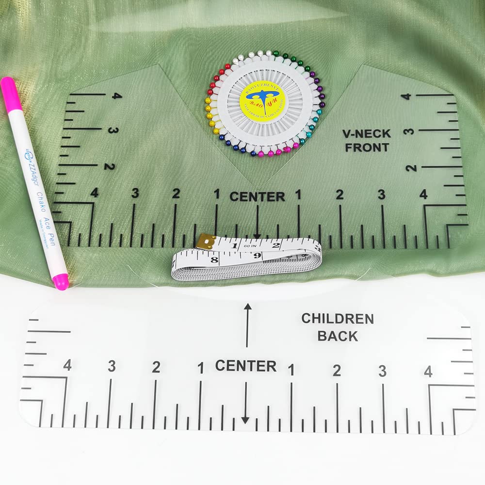 8 Pz/set T-Shirt Righello Allineamento Righello Guida Strumento Rotondo Maglietta Cuco Righello con 1 pz Misura di Nastro per I Bambini Giovani Adulti  15
