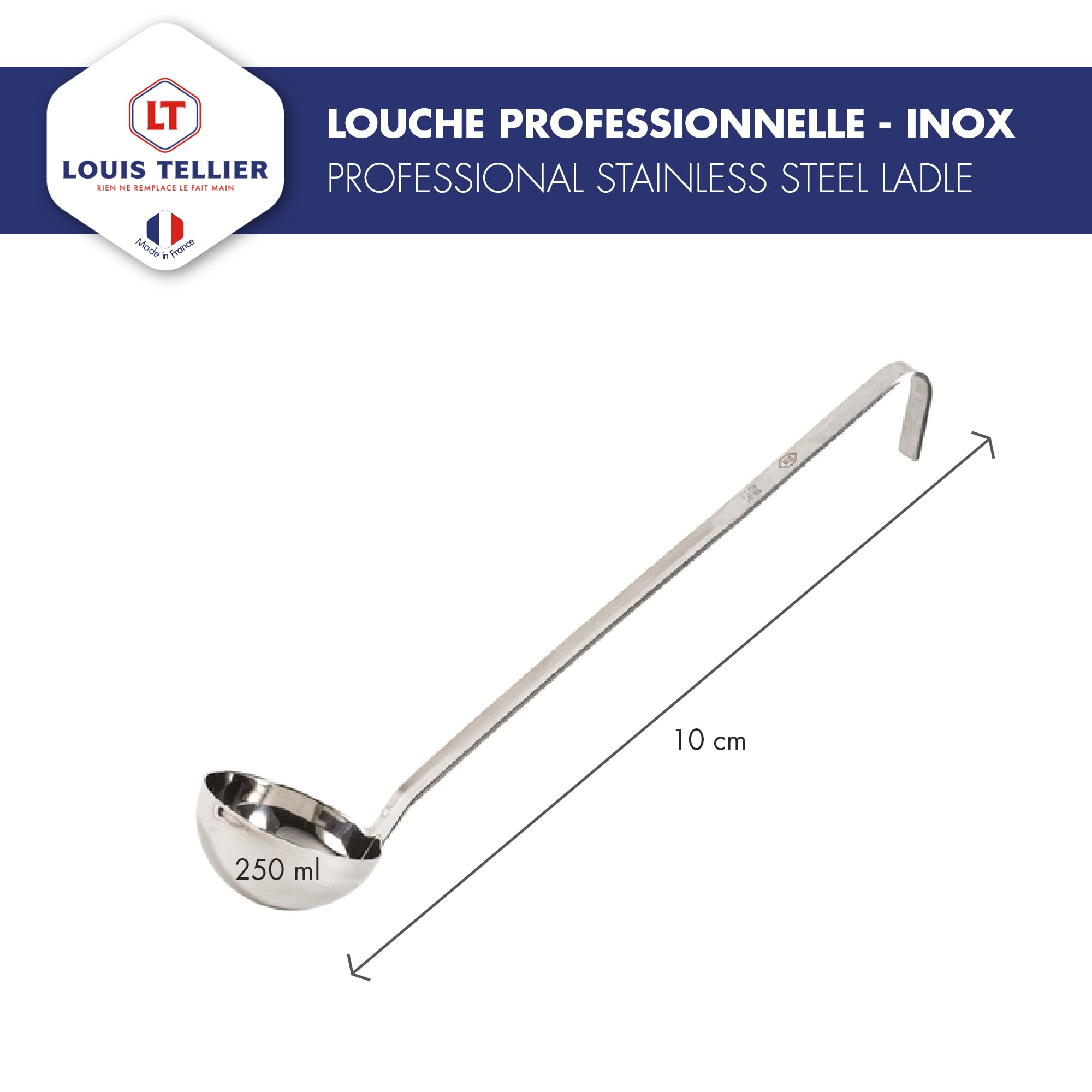 LOUIS TELLIER - Cazo Profesional - acero inoxidable - 10 cm - 250 ml