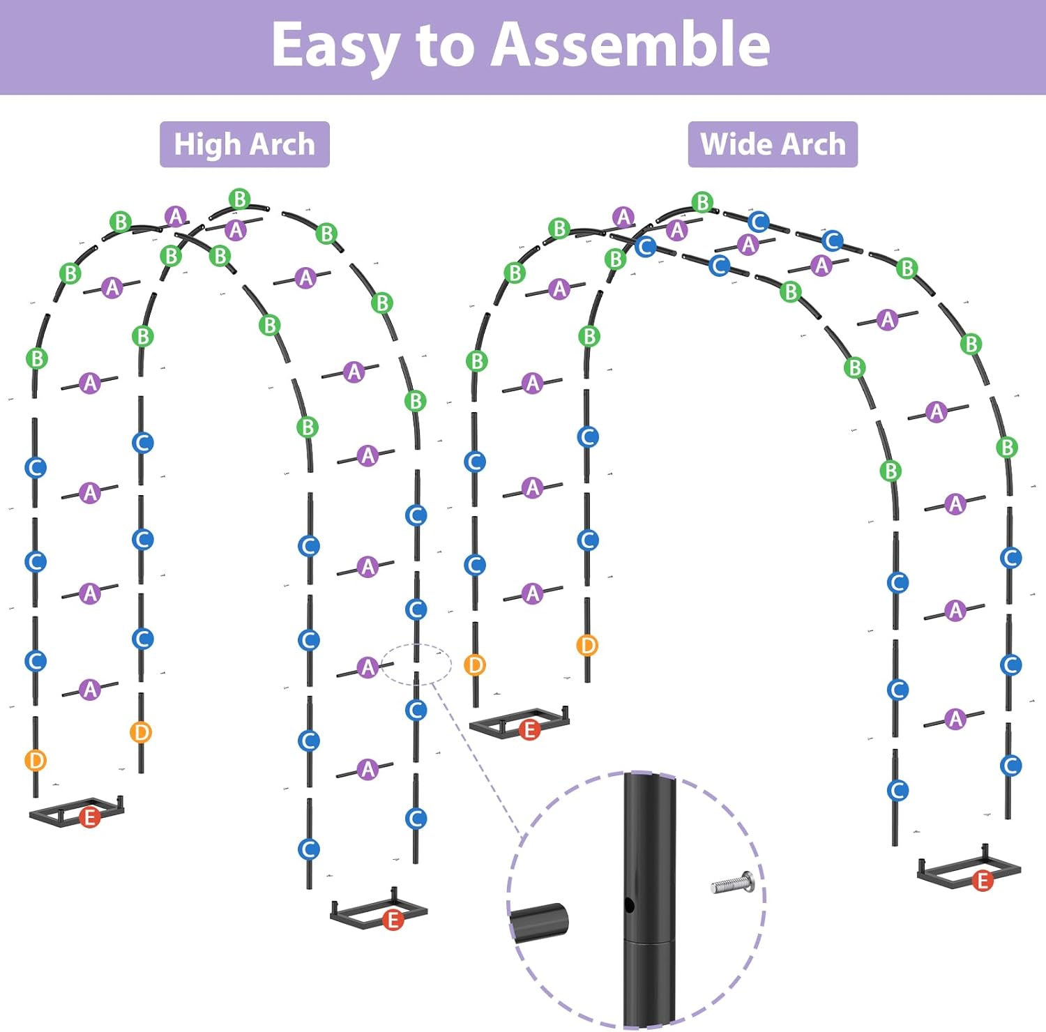 Sunexinlo Garden Arch Trellis with Base, 5.3'W x 7.6'H or 7.9'W x 6.3'H Wedding Arch, Metal Garden Trellis for Climbing Plants Outdoor Wedding Christmas Bridal Party Decoration, Black
