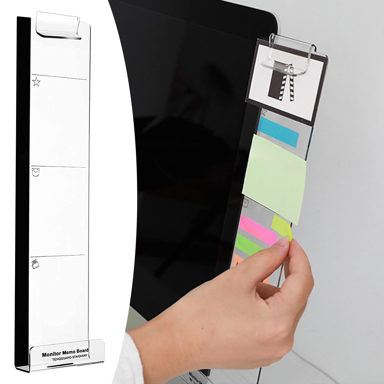 Portanotas adhesivo para pantalla de computadora acrílico transparente accesorio escritorio PC portátil