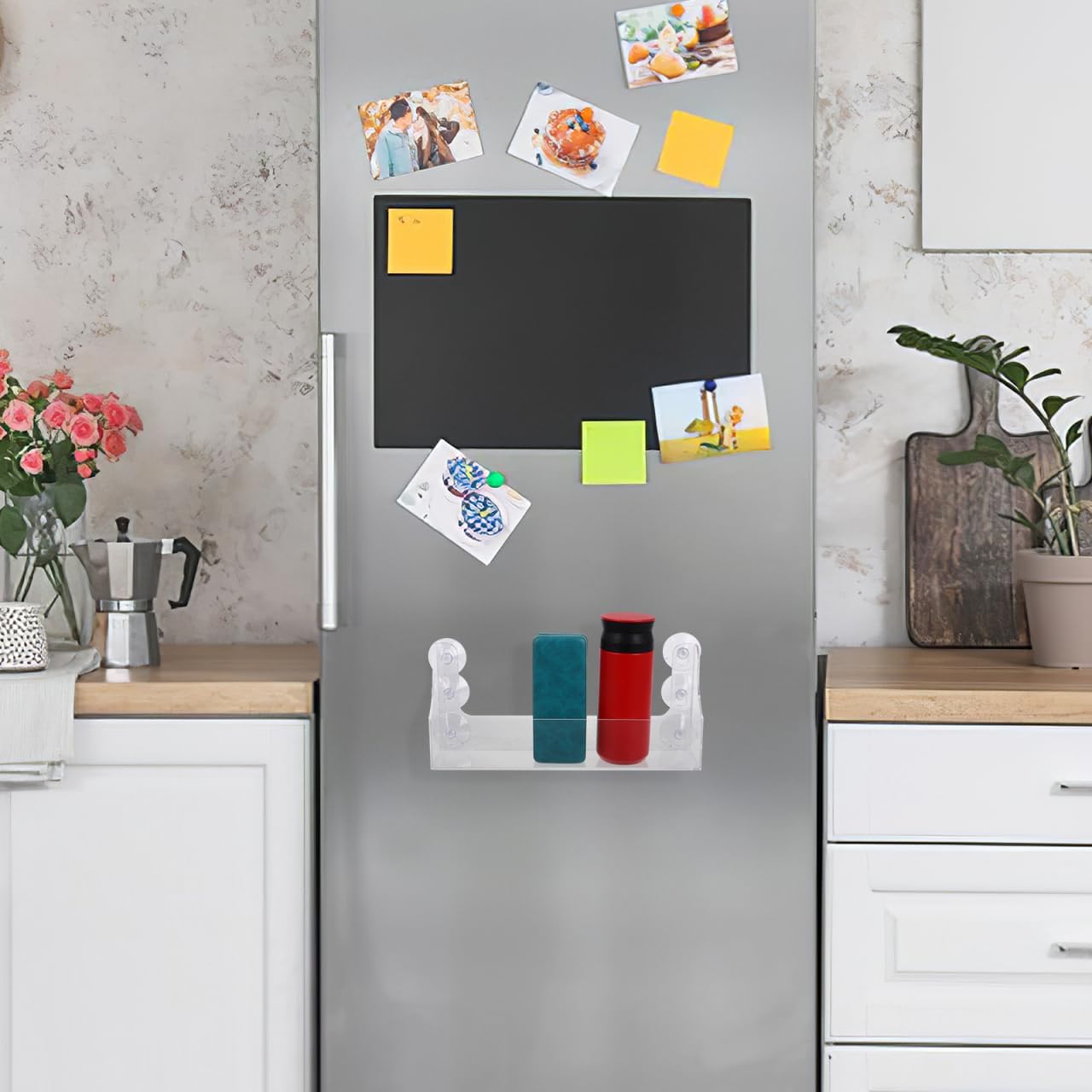 Ciieeo Suction Rack Transparent Acrylic Drink Rack for Refrigerator 13.14X5.70X2.95 Inch Suction Cup Mounted Beverage Storage Shelf Organizer for Fridge Door and Shower Wall