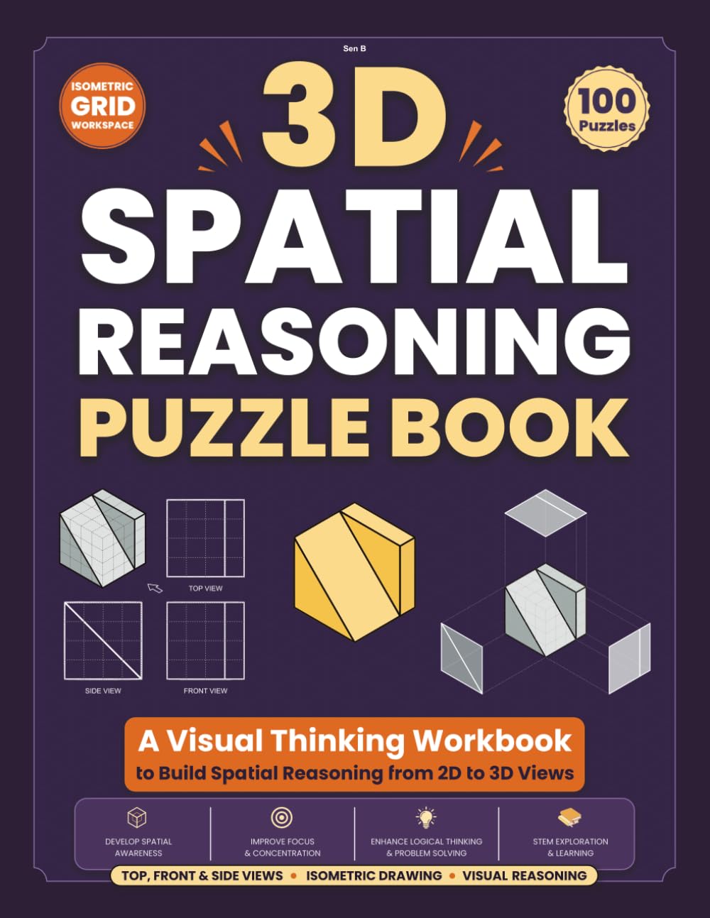 3D Spatial Reasoning Puzzle Book: A Visual Thinking Workbook to Build Spatial Reasoning from 2D to 3D Views
