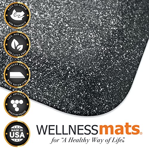 Wellnessmats Granite Collection Anti-Fatigue Floor Mat, Onyx, 36 In. X 24 In. X ¾ In. Polyurethane – Ergonomic Support Pad For Home, Kitchen, Garage, Office Standing Desk – Water Resistant, Non-Slip, #TOP1