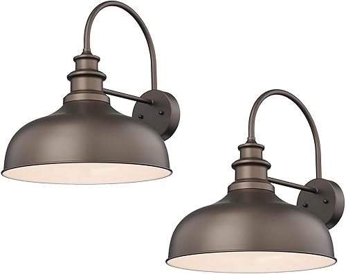 Miniatura 1 de Bestshared Luces de granero para exteriores de 16 pulgadas, cúpula grande, lámpara de pared para exteriores, apliques de pared industriales, luz de