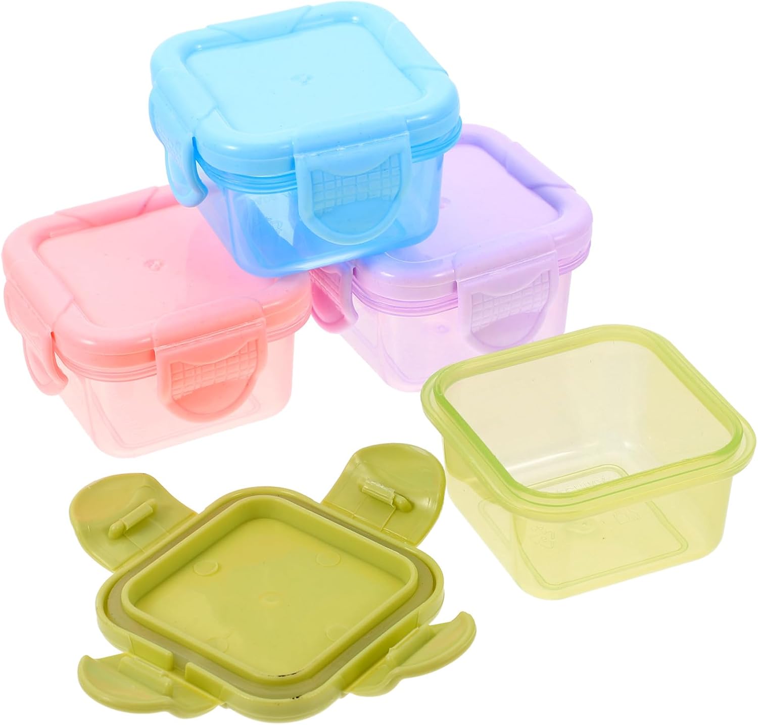 Ipetboom 4pcs Mini Food Storage Containers Set, Portable Condiment and Sauce Boxes, Refrigerator and Freezer Safe, Compact Kitchen Organizer for Meal Prep and Travel