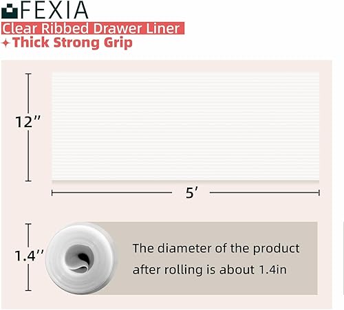 Miniatura 2 de 2 rollos de forros de gabinetes para estantes y cajones, 12 pulgadas x 5 pies (60 pulgadas), no adhesivos para revestimientos de armarios de