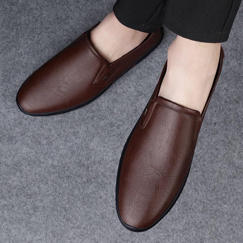 Men's Slip-On Pointed Toe Derby Shoes Leather Fashion Oxford Classic Formal Business Softsole Walking Shoes3