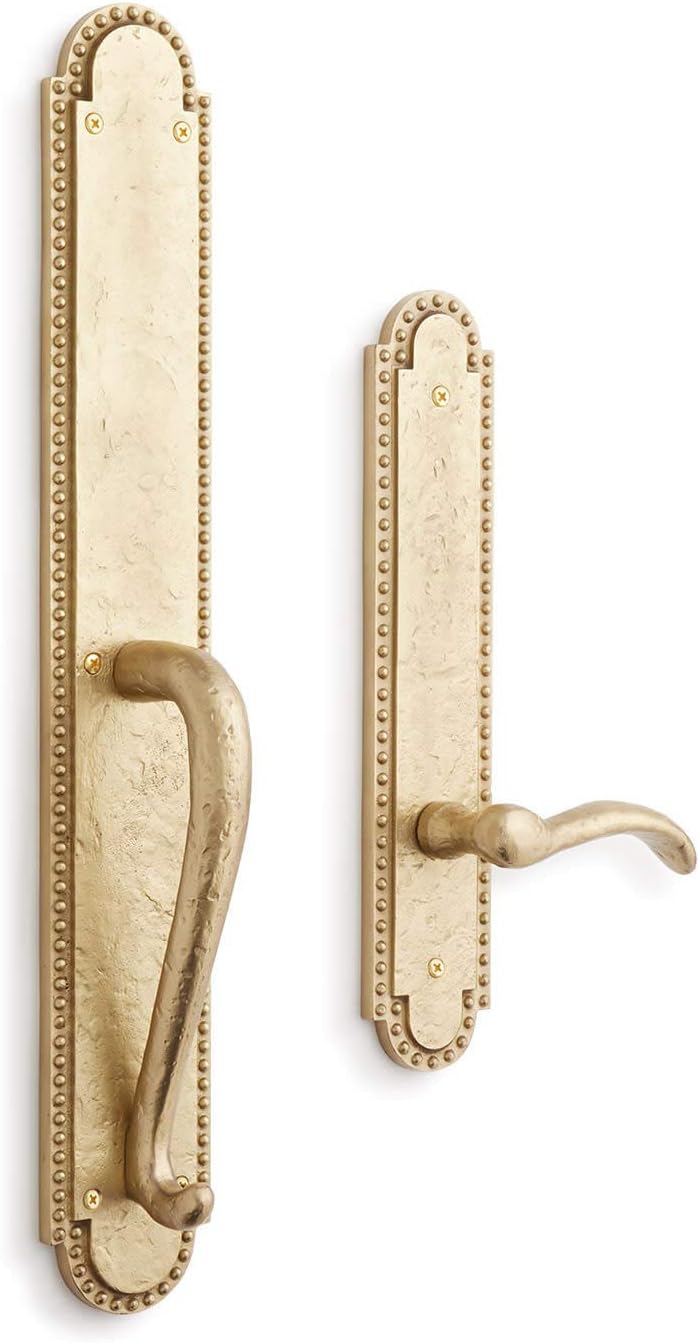 Signature Hardware 441562 Marconi Left Handed Solid Brass Full Plate Dummy Door Handleset with Interior Lever