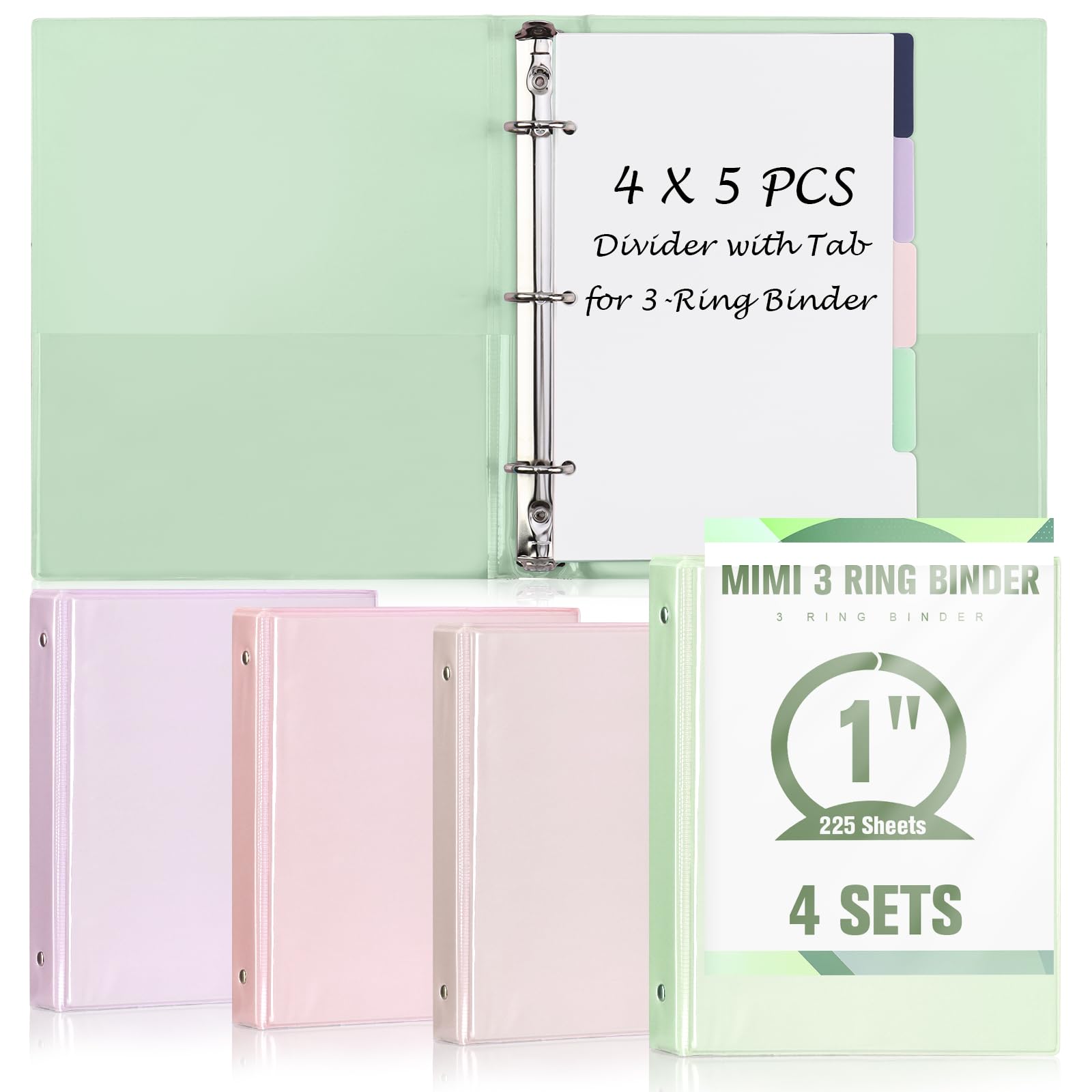 Photo 1 of SKLENICE 4 Pack Mini 3 Ring Binders, 1 Inch Round Rings, 5.5 x 8.5
