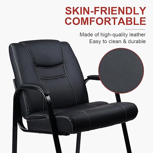 Miniatura 5 de CLATINA Silla de invitados, silla de recepción, silla de escritorio de piel sintética con reposabrazos acolchado para recepción, oficina, sala de