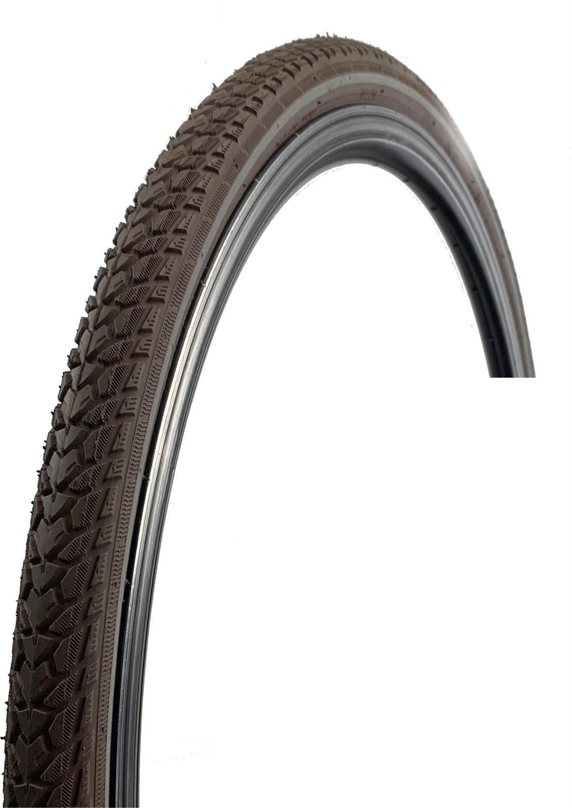 Rexway, 2 pneumatici da bicicletta da 28", protezione antiforatura, catarifrangente, colore marrone, 37-622 (28 x 1 5/8 x 1 3/8) + 2 tubi AV con leva per pneumatici