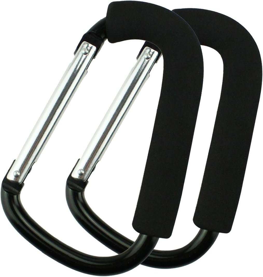 X-Large Stroller Hook Set for Mommy, Hanging Diaper & Shopping Bags & Purses Car Seats & Baby Joggers, 2 Pack (6.34inches) by Fixti