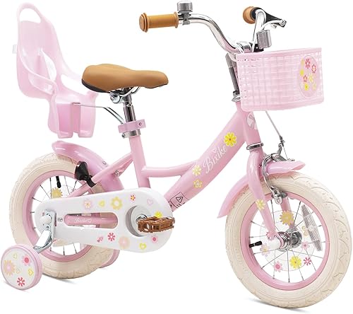 Miniatura 21 de Girls Bike with Basket for Toddlers and Kids Aged 3-14 Years Old, 12 14 16 18 Inch with Training Wheels & Doll Seat, 20 Inch with Kickstand & Rear